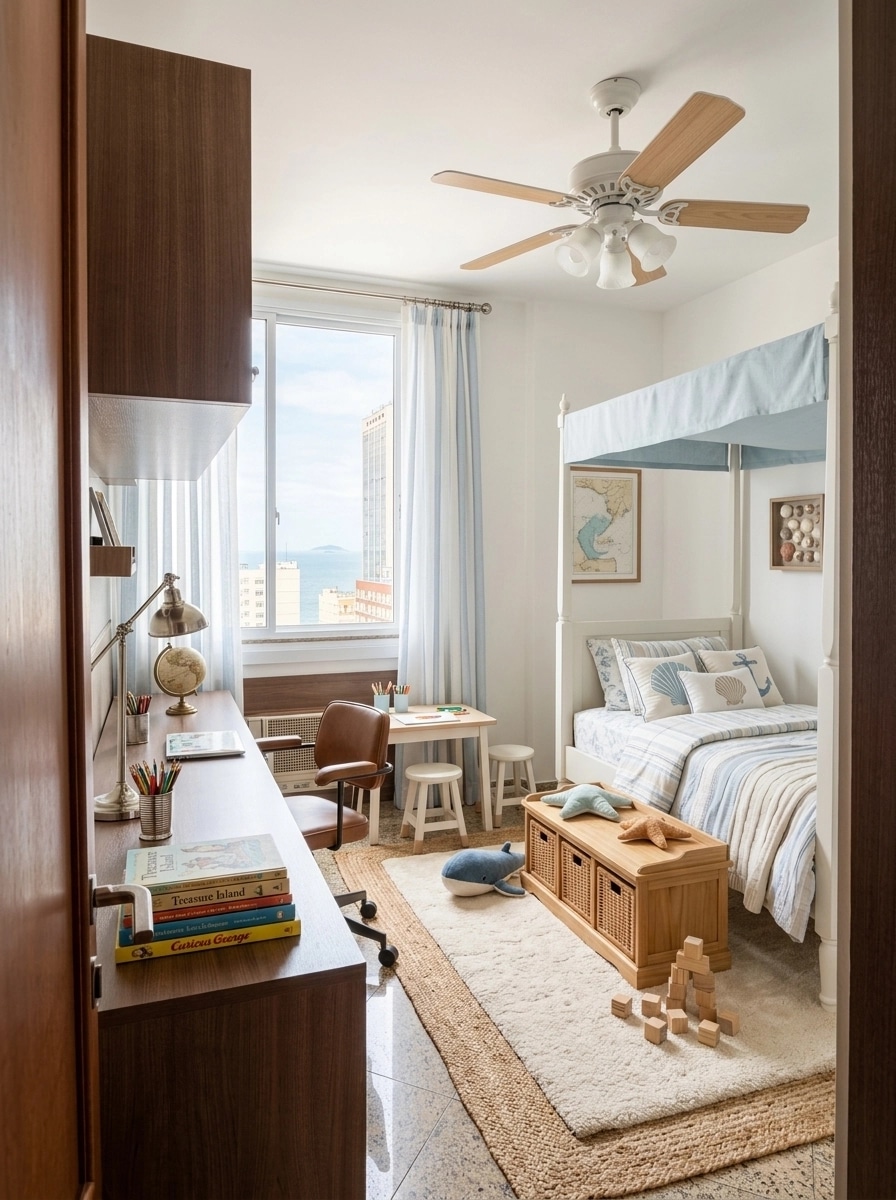 Coastal / Hamptons Kids Room design — interior photo by GenRoom AI