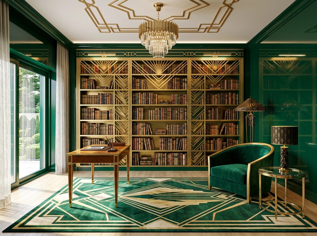 Interior design in Art Deco style — library by GenRoom AI