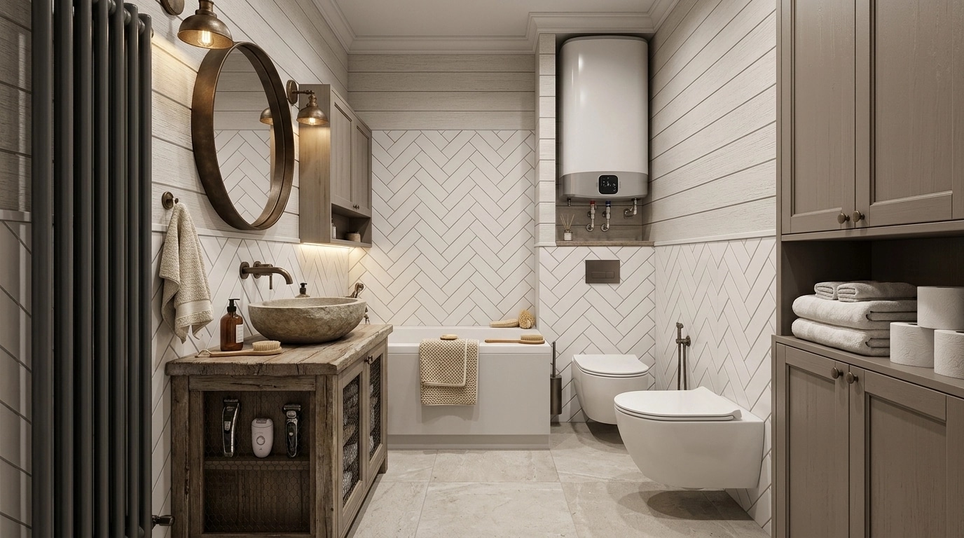 Modern Farmhouse Bathroom design — interior photo by GenRoom AI