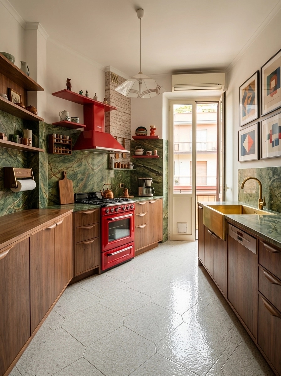 Interior design in Mid-Century Modern style — Kitchen by GenRoom AI