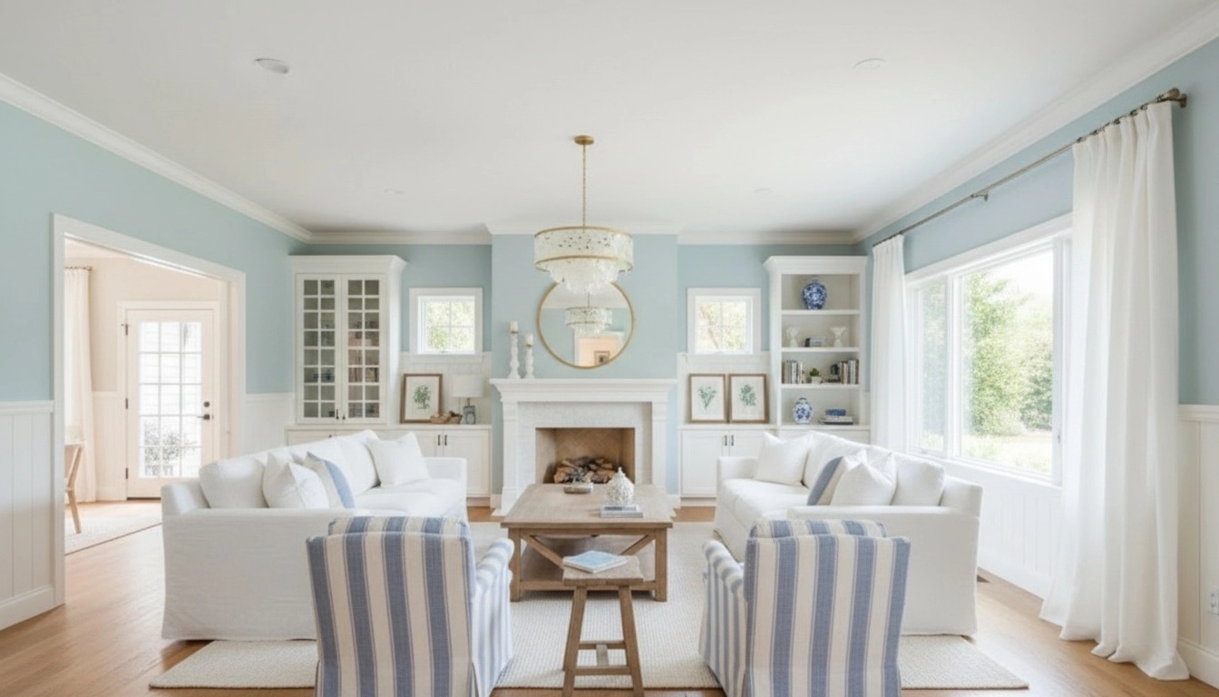 Coastal / Hamptons Living Room design — interior photo by GenRoom AI