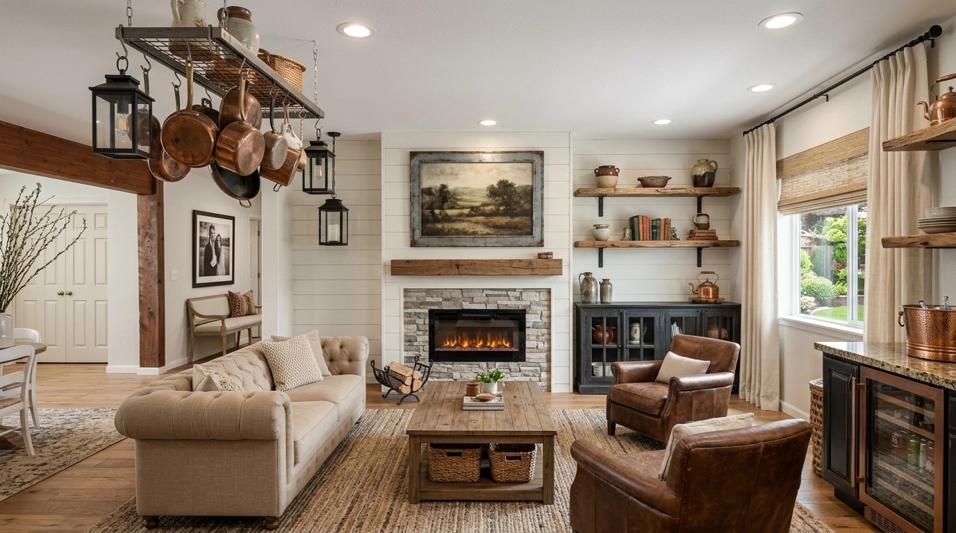 Interior design in Modern Farmhouse style — Living Room by GenRoom AI