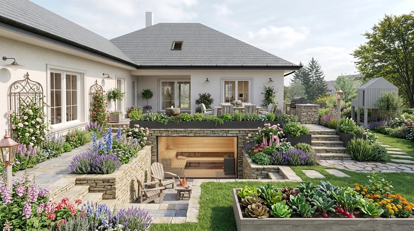 English Cottage Garden Yard design — yard photo by GenRoom AI