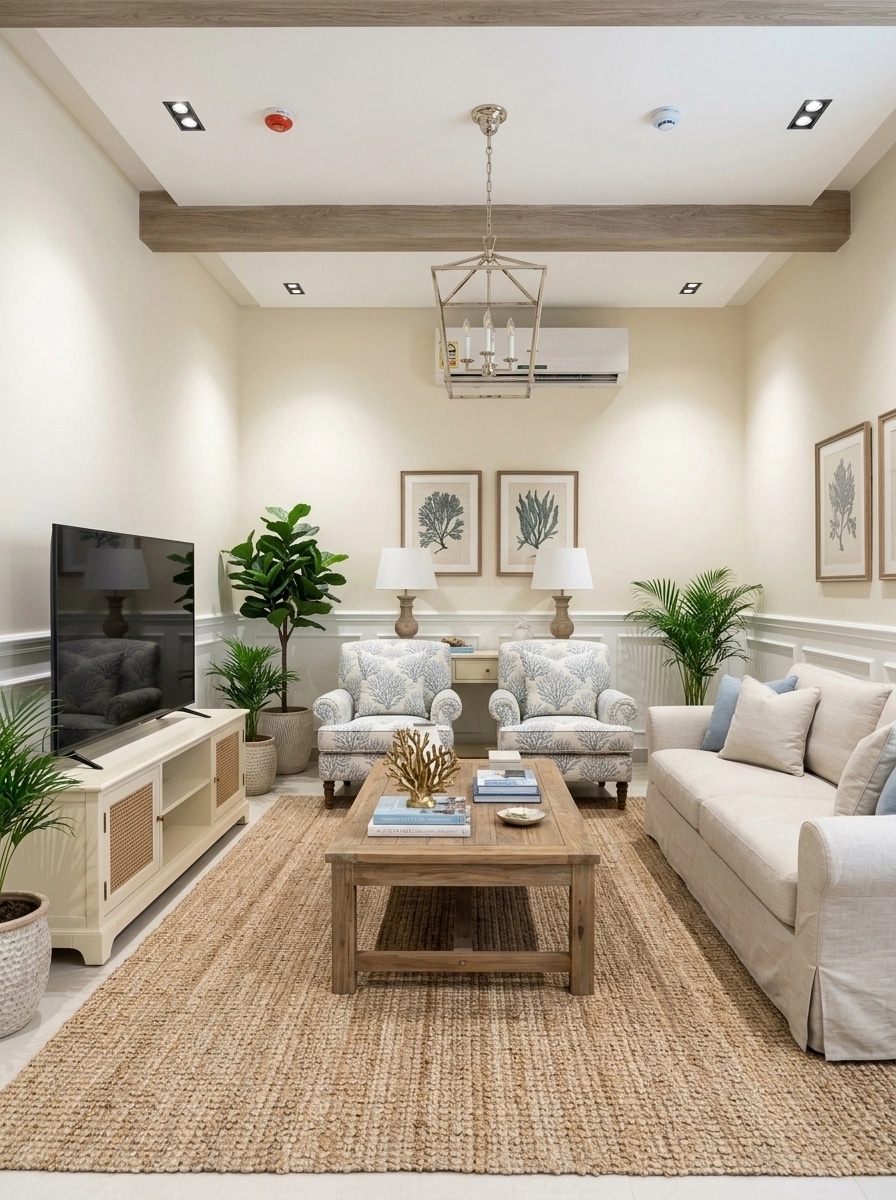 Coastal / Hamptons Living Room design — interior photo by GenRoom AI