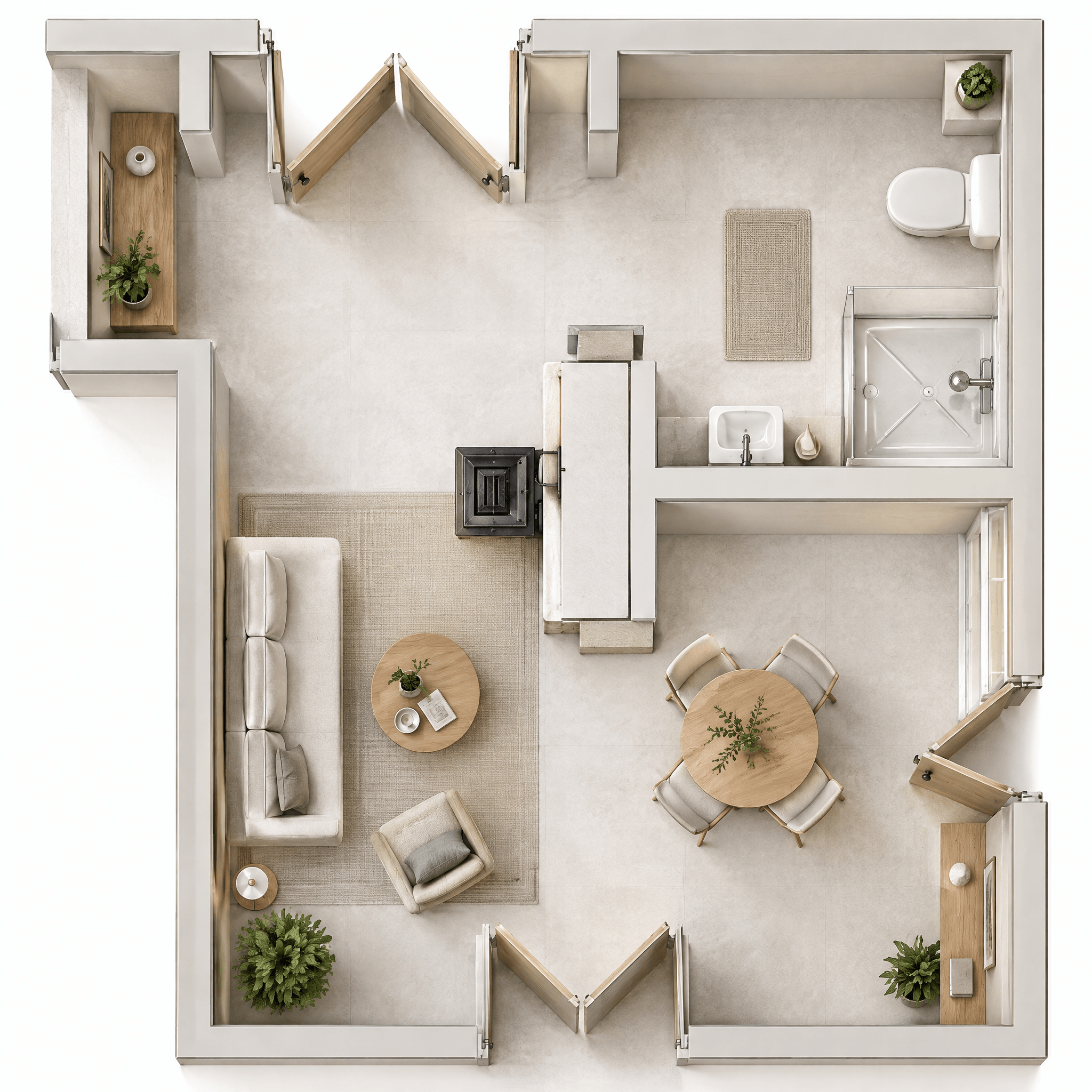 Interior design in Minimalism style — Living Room by GenRoom AI