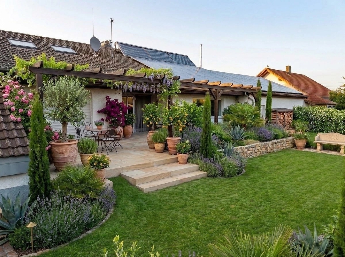 Landscape design in Mediterranean Yard style — Yard by GenRoom AI