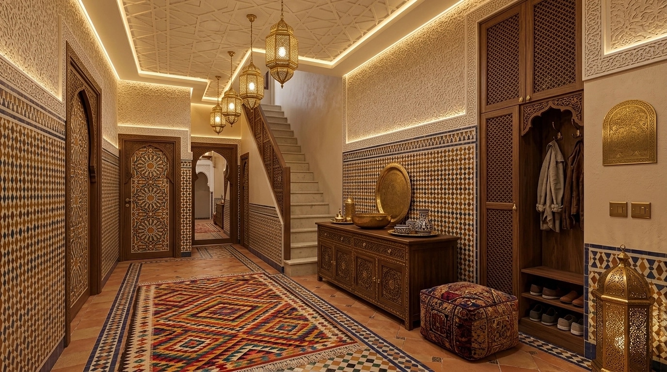 Hallway interior in Arabian / Moroccan style — photo by GenRoom AI