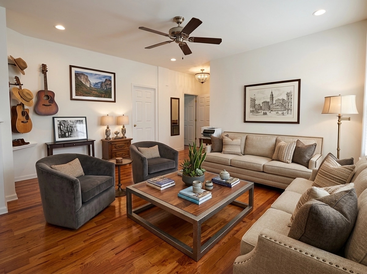 Transitional Living Room design — interior photo by GenRoom AI