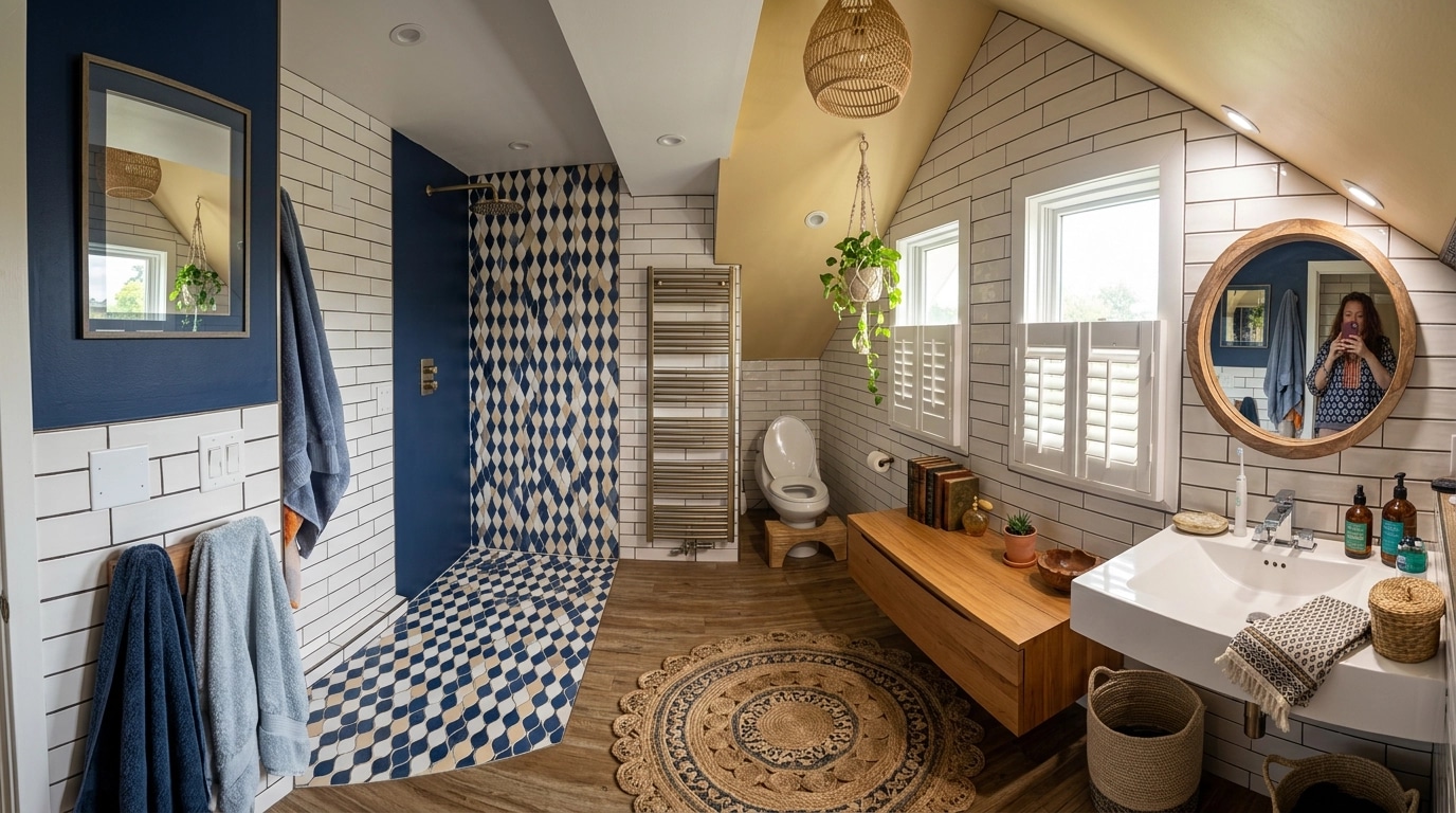 Bohemian Bathroom design — interior photo by GenRoom AI