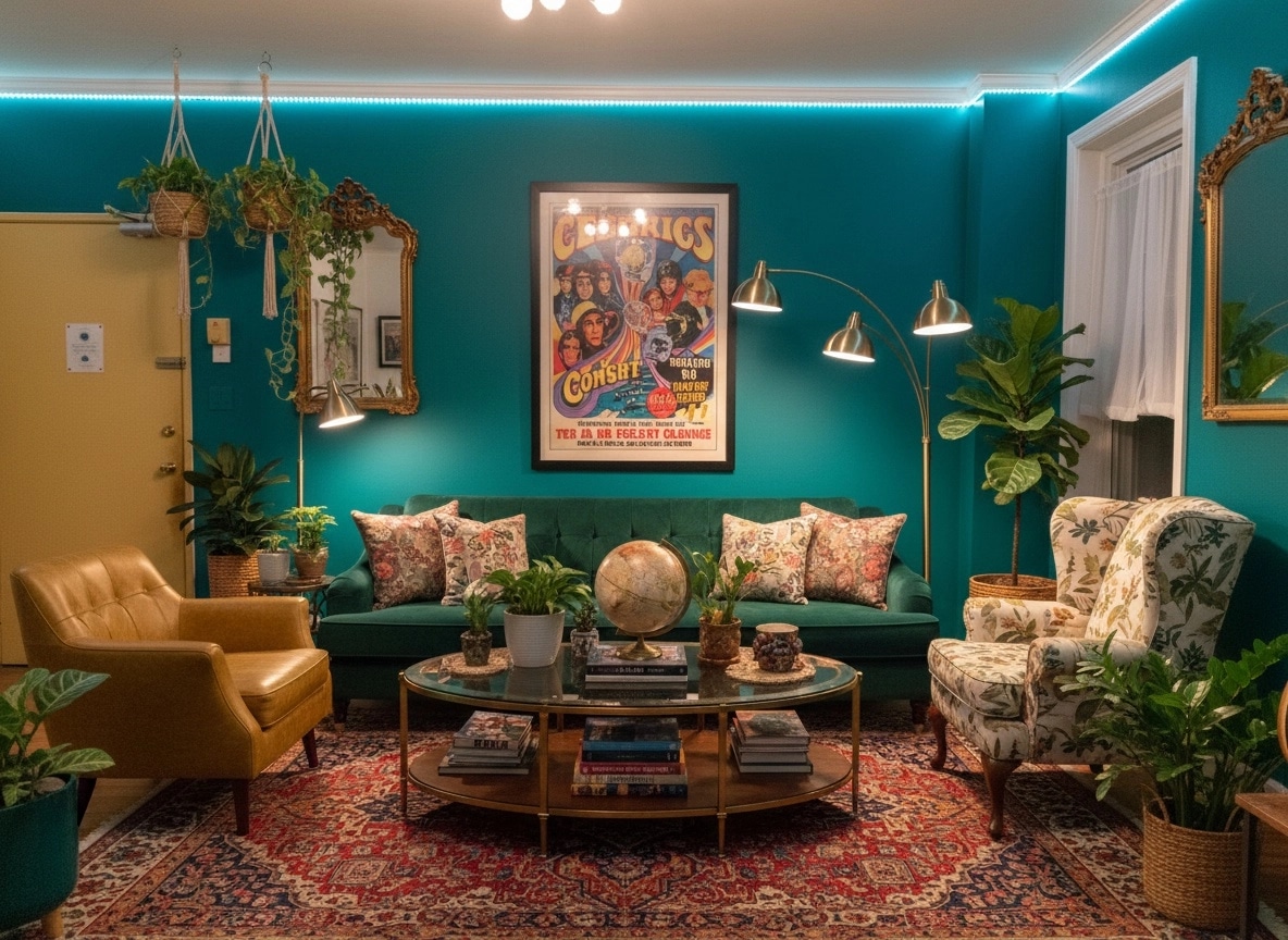 Maximalist Living Room design — interior photo by GenRoom AI