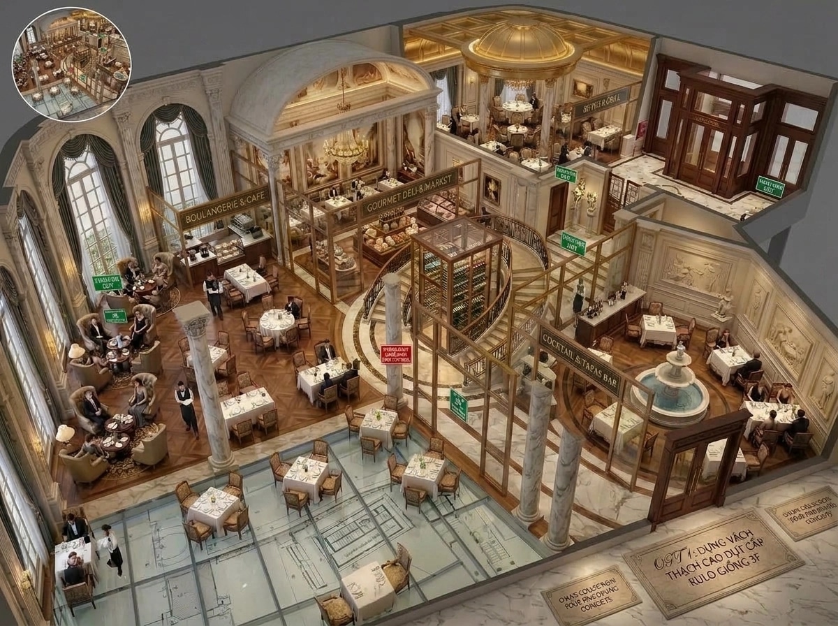 Interior design in Neoclassic style — restaurant by GenRoom AI