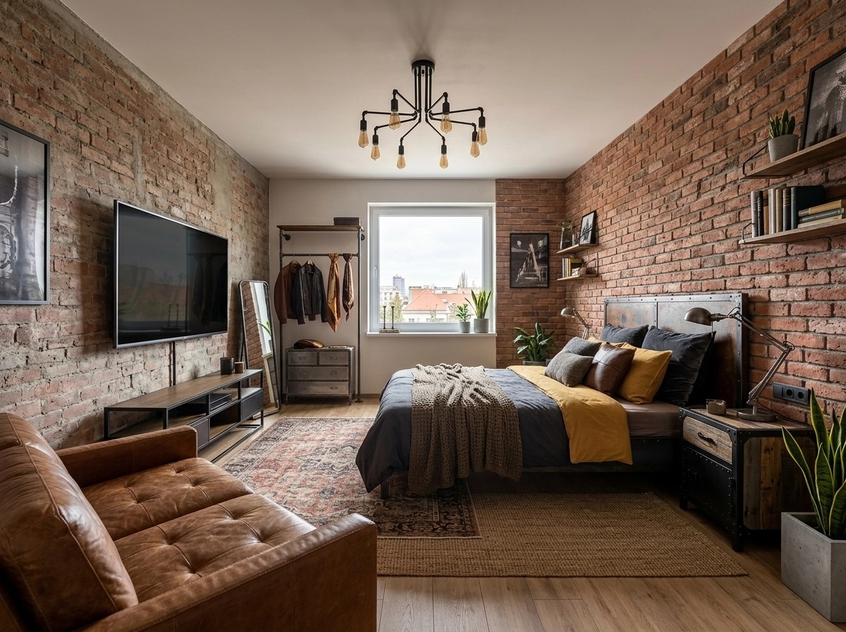 Design de interiores em estilo Loft / Industrial — Quarto por GenRoom AI