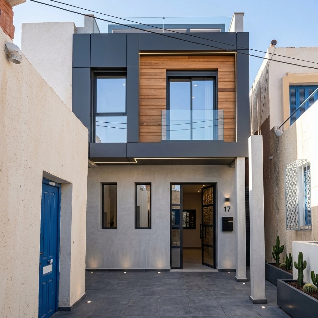 Fasad dizayni — Contemporary Facade uslubi — GenRoom AI tomonidan Fasad