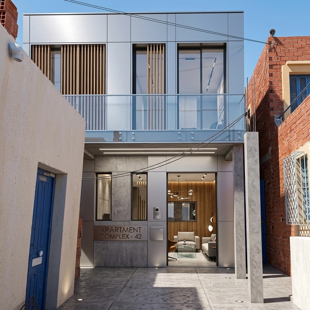Hi-Tech Facade Facade design — facade photo by GenRoom AI