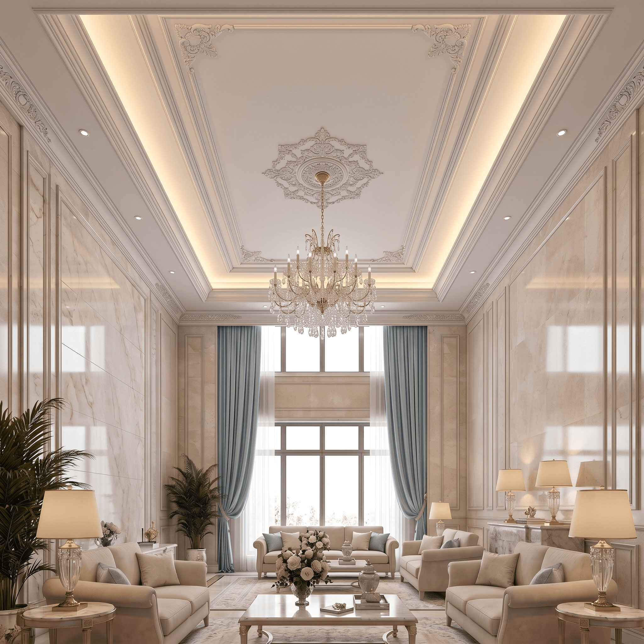Neoclassic Living Room design — interior photo by GenRoom AI