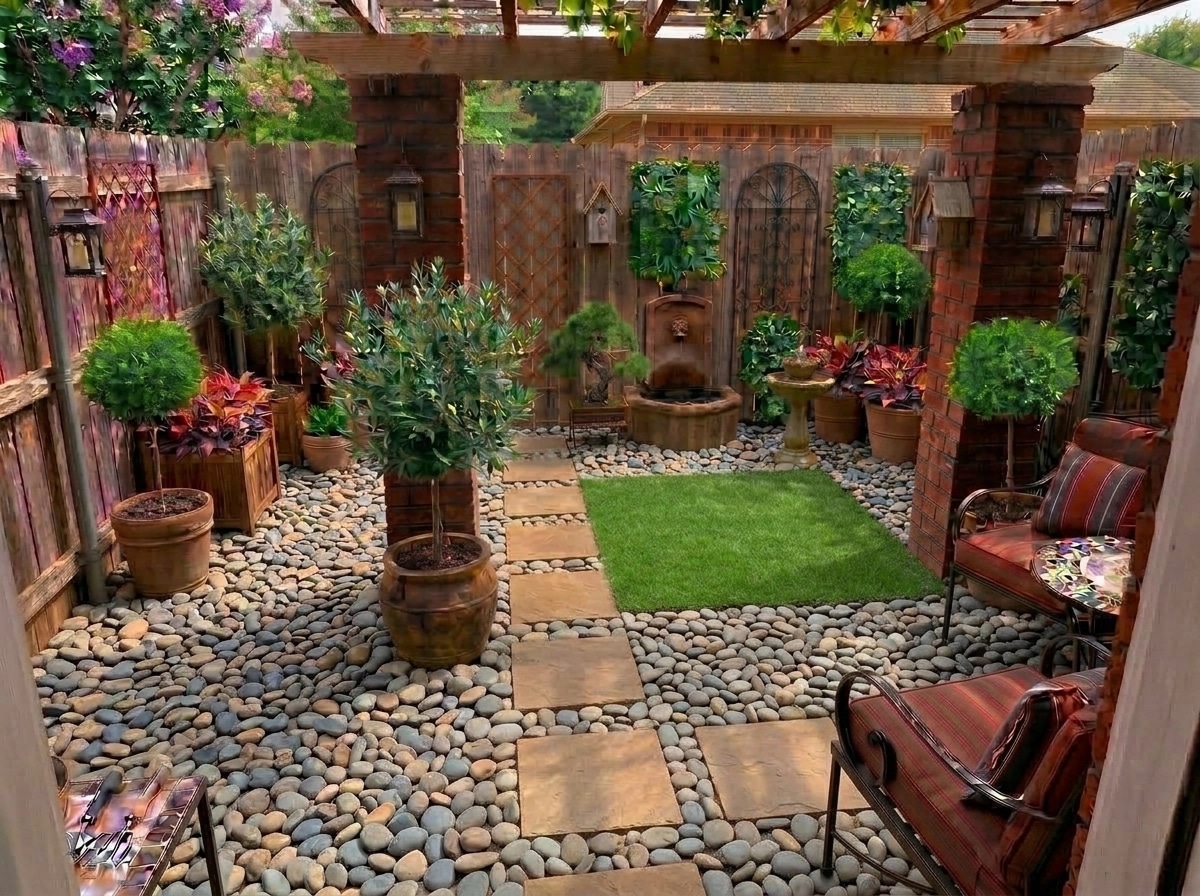 Landscape design in Mediterranean Yard style — Yard by GenRoom AI