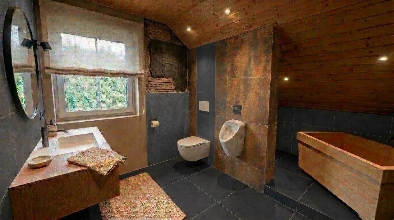 Bathroom interior in Japandi style — photo by GenRoom AI
