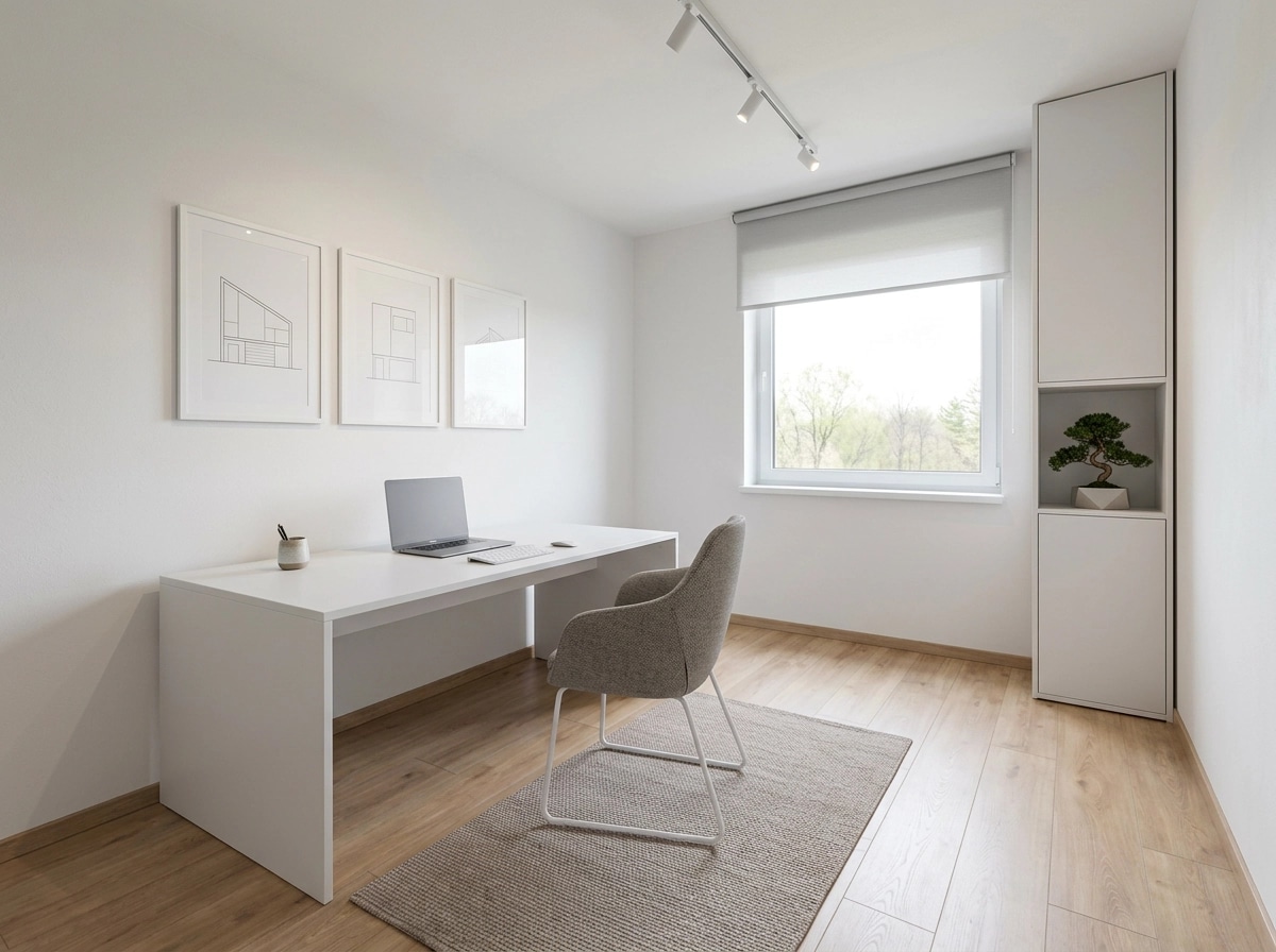 Office interior in Minimalism style — photo by GenRoom AI