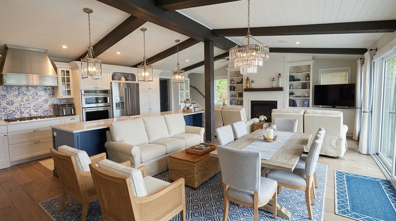 Interior design in Coastal / Hamptons style — Living Room by GenRoom AI