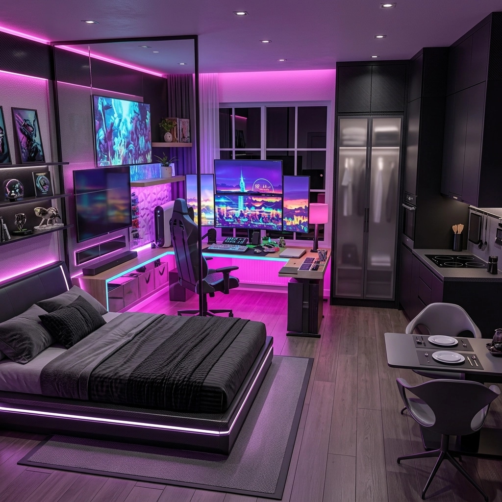 Interior design in Blacktec style — studio by GenRoom AI