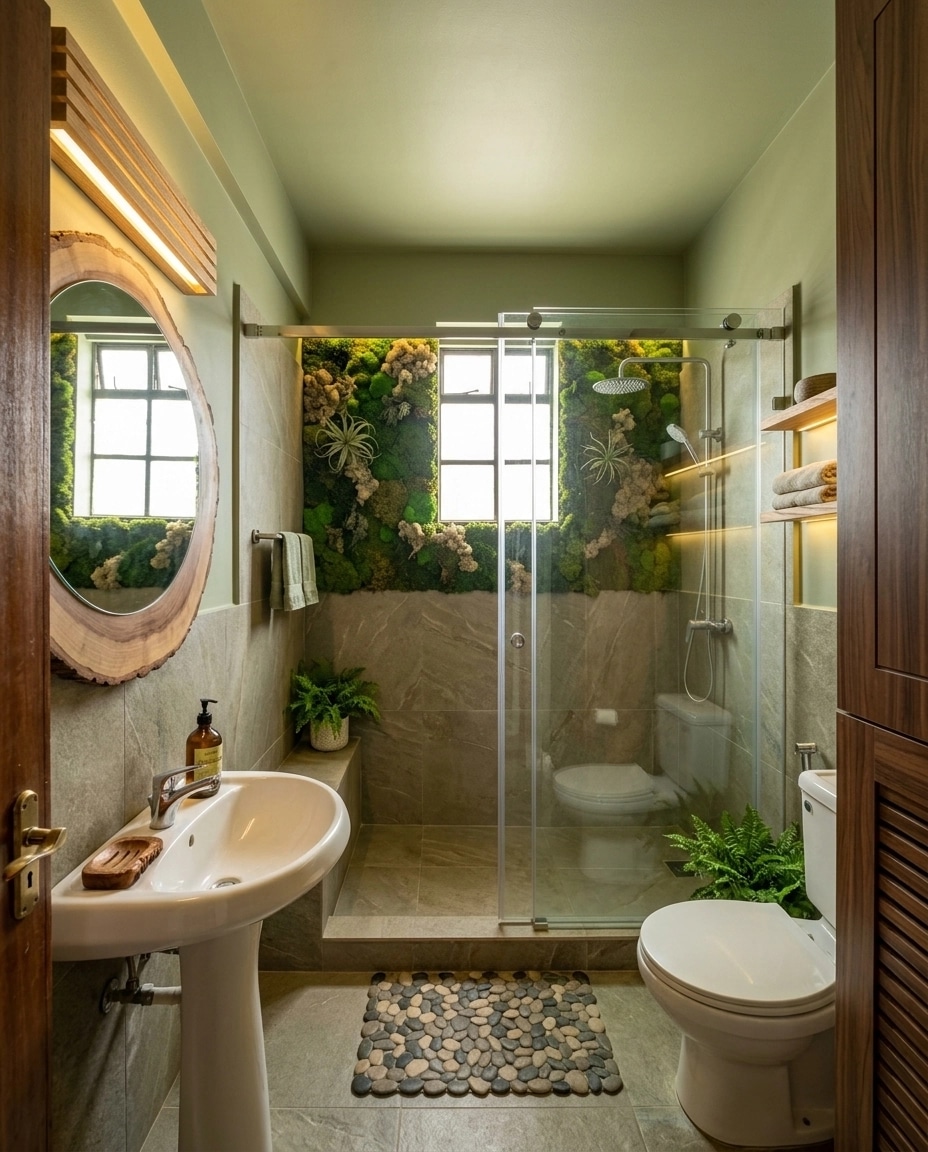 Bathroom interior in Biophilic style — photo by GenRoom AI