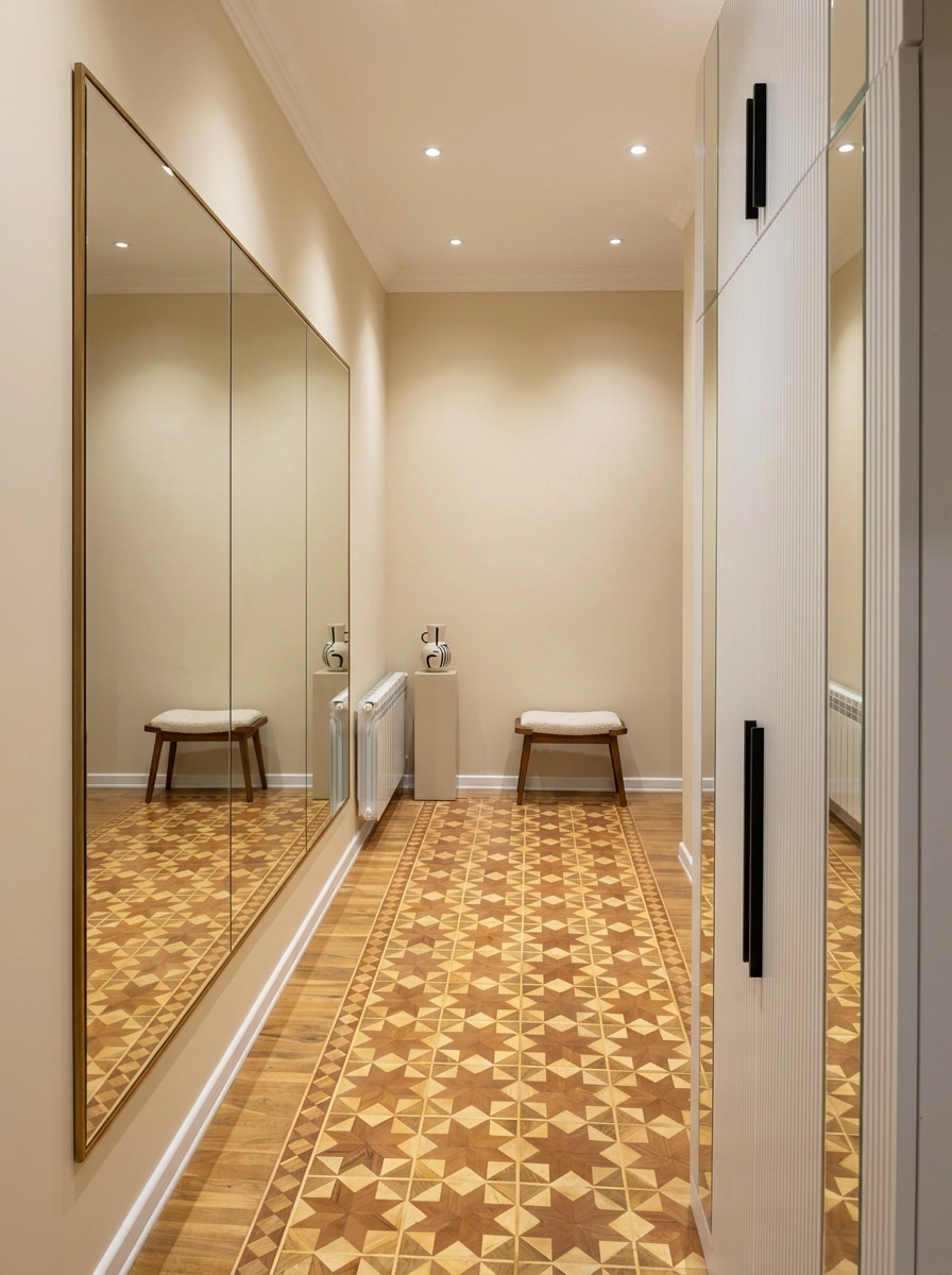 Hallway interior in Mid-Century Modern style — photo by GenRoom AI