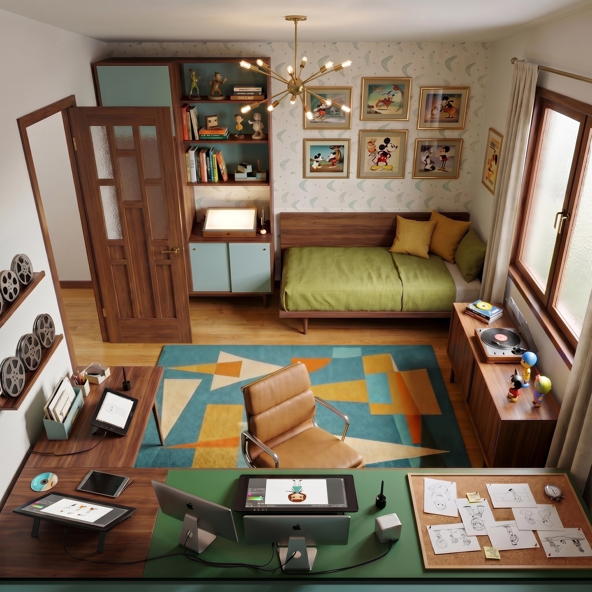 Interior design in Mid-Century Modern style — Bedroom by GenRoom AI