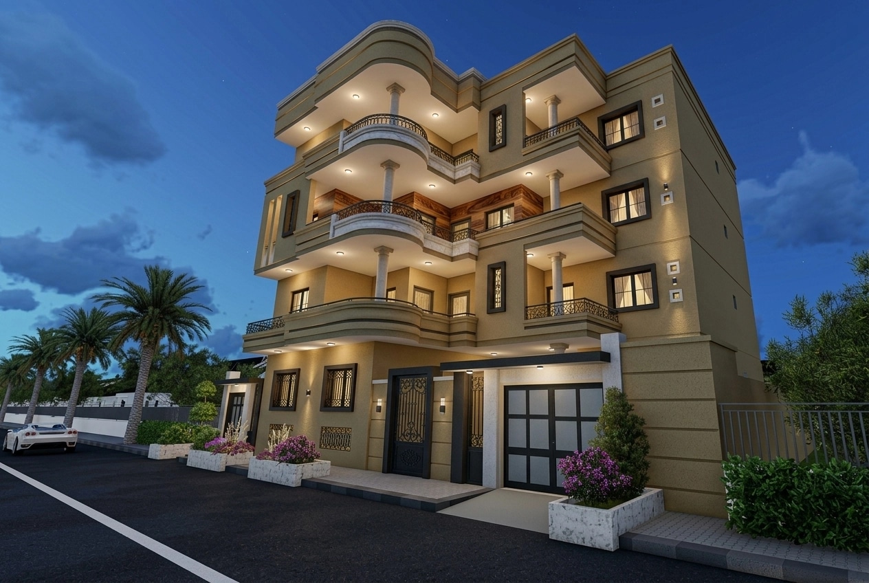 Facade design in Mediterranean Facade style — photo by GenRoom AI