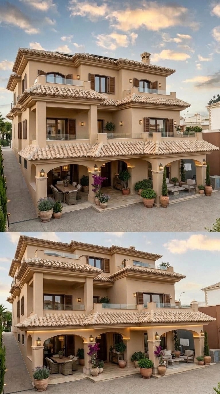 Facade design in Mediterranean Facade style — photo by GenRoom AI