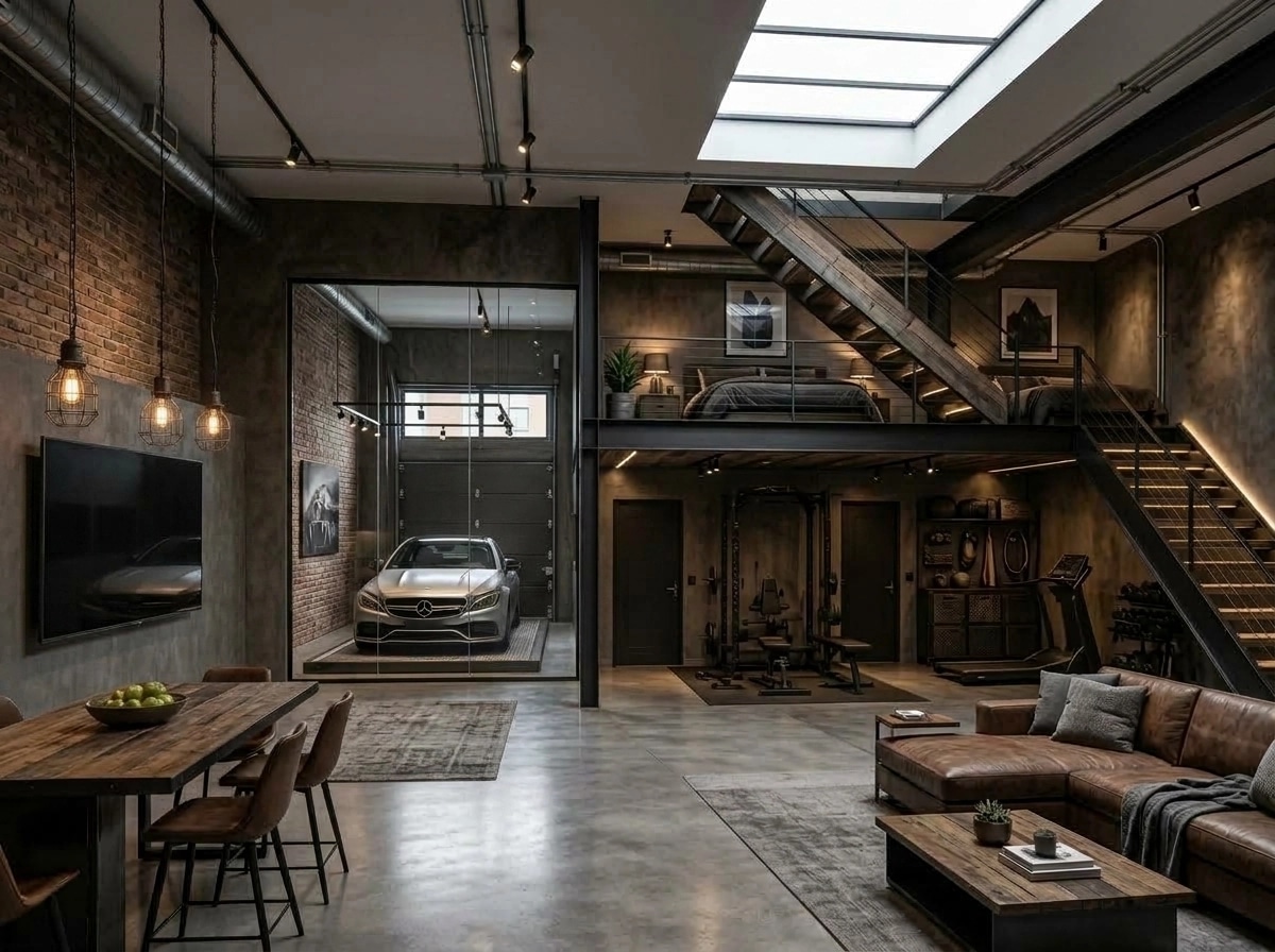 Interior design in Loft / Industrial style — studio by GenRoom AI
