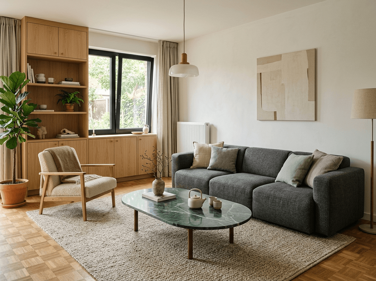 Living Room interior in Japandi style — photo by GenRoom AI
