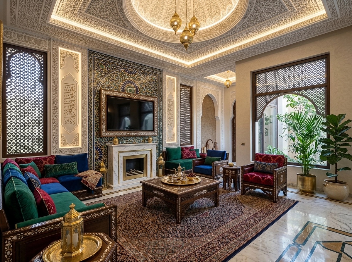 Interior design in Islamic Geometric style — Living Room by GenRoom AI