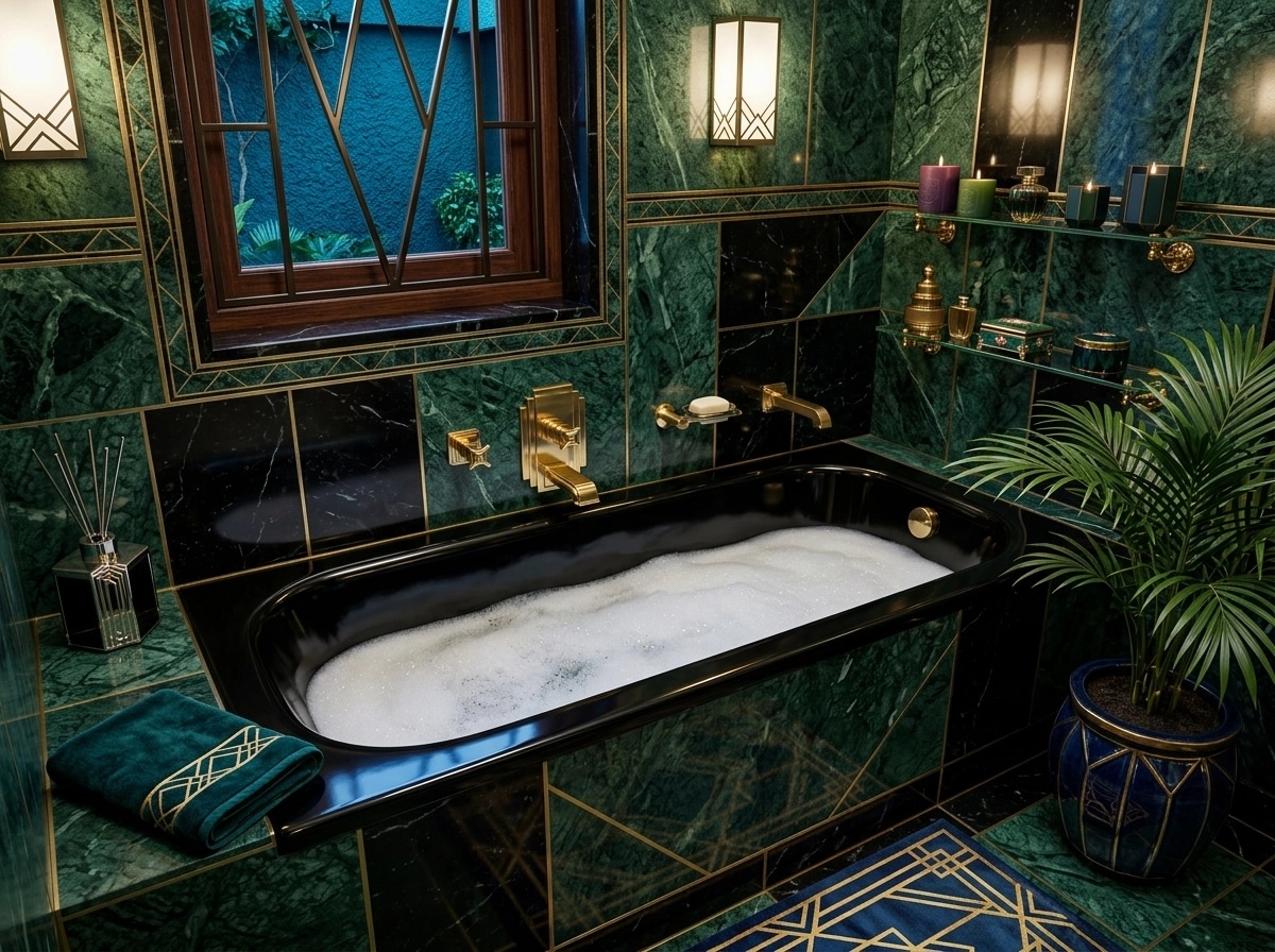 Bathroom interior in Art Deco style — photo by GenRoom AI