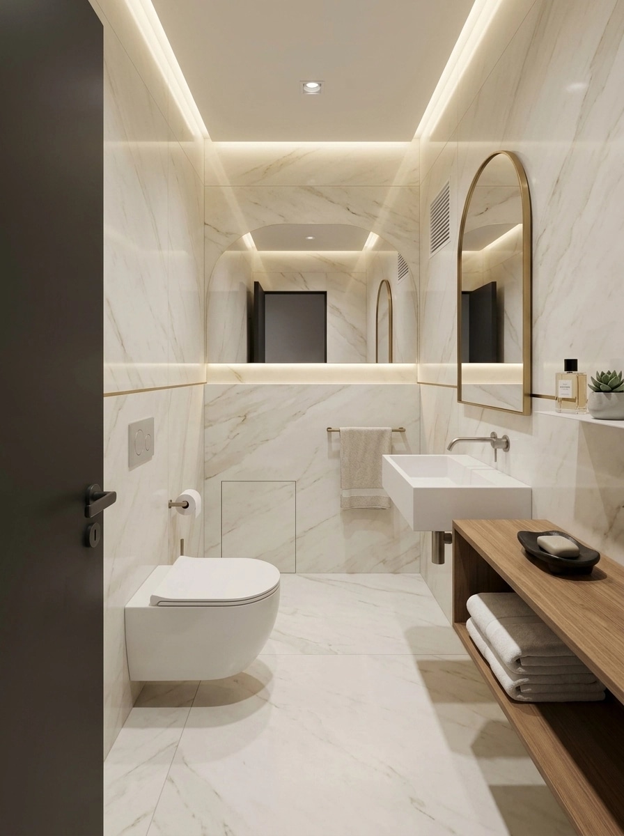 Bathroom interior in Minimalism style — photo by GenRoom AI
