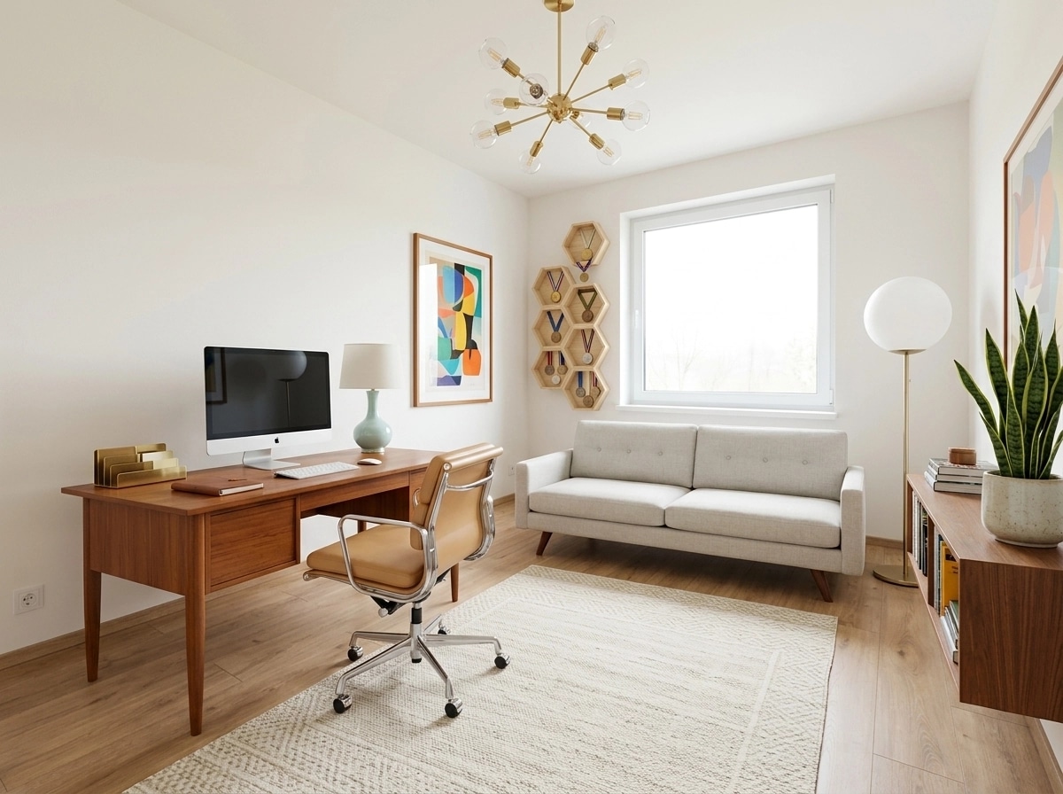 Design d'intérieur en style Mid-Century Modern — home_office par GenRoom AI