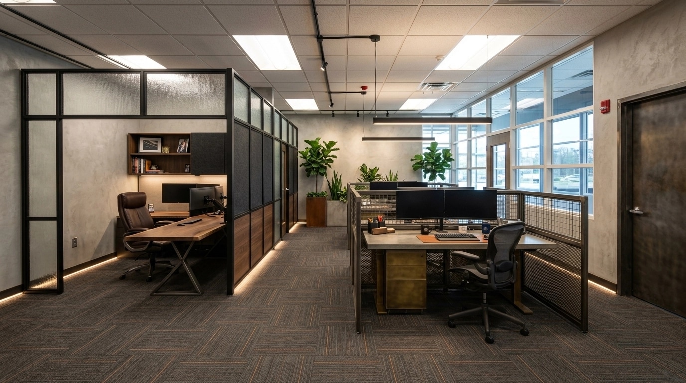 Interior design in Loft / Industrial style — office_space by GenRoom AI
