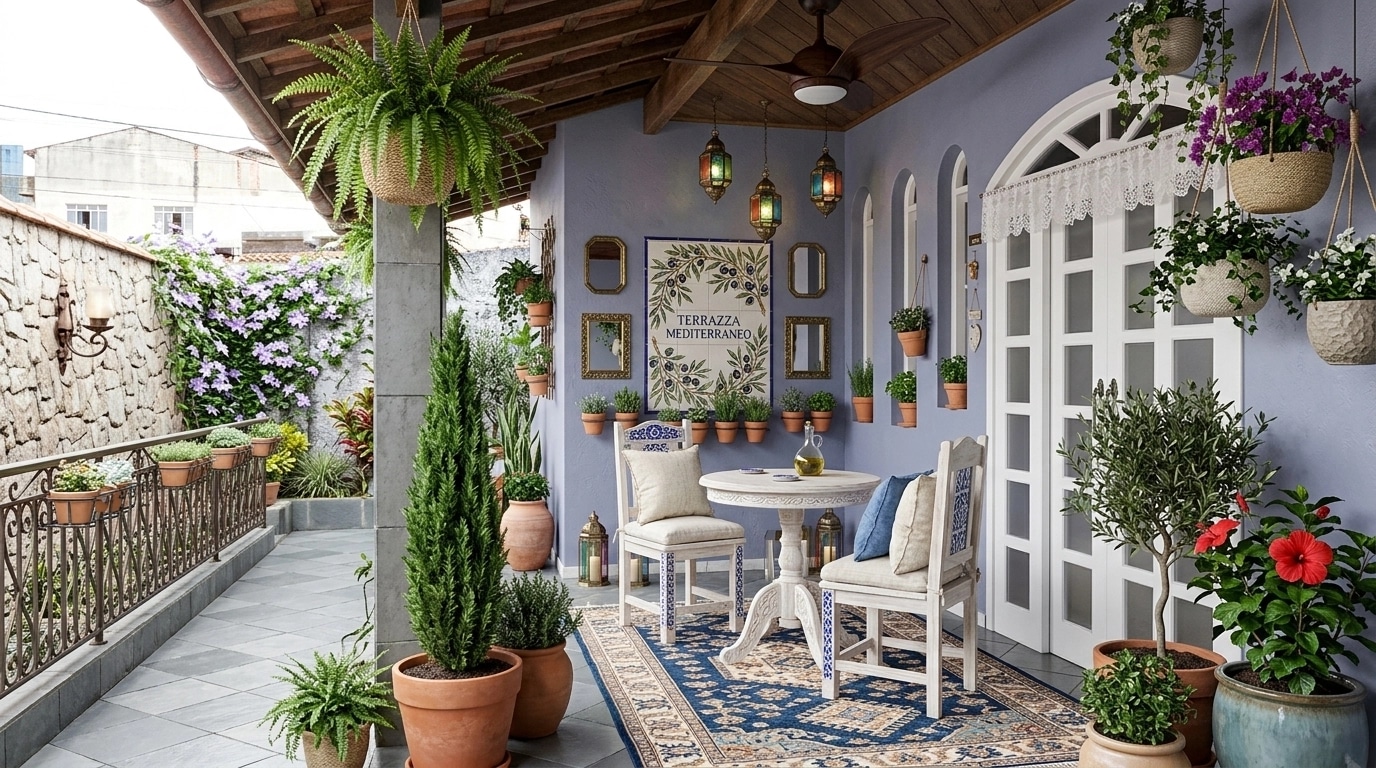 Interior design in Mediterranean style — balcony by GenRoom AI
