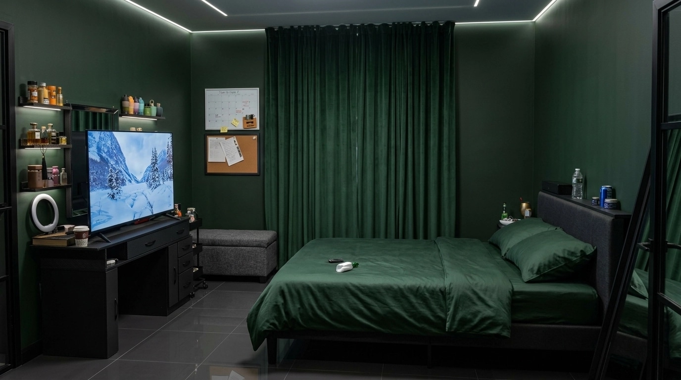 Blacktec Bedroom design — interior photo by GenRoom AI