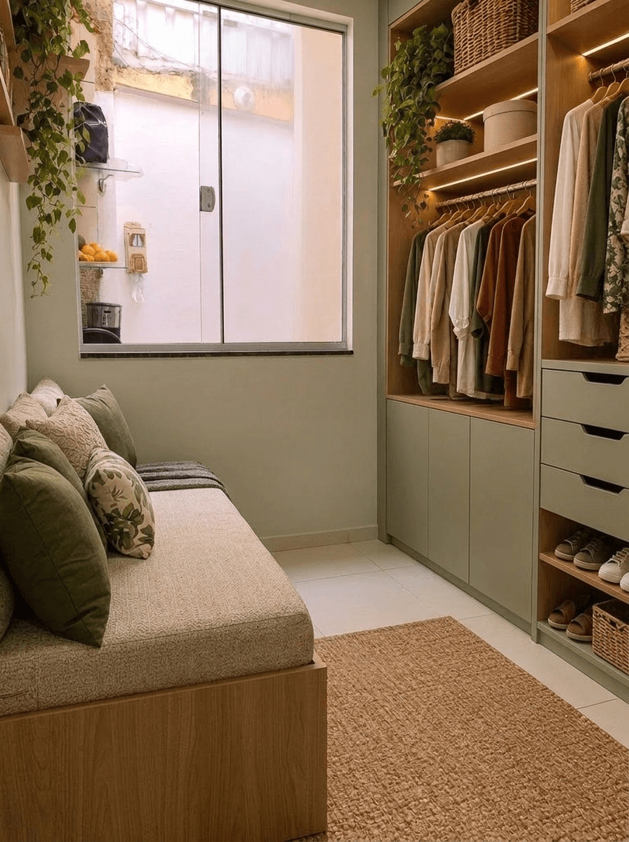 Interior design in Biophilic style — wardrobe by GenRoom AI
