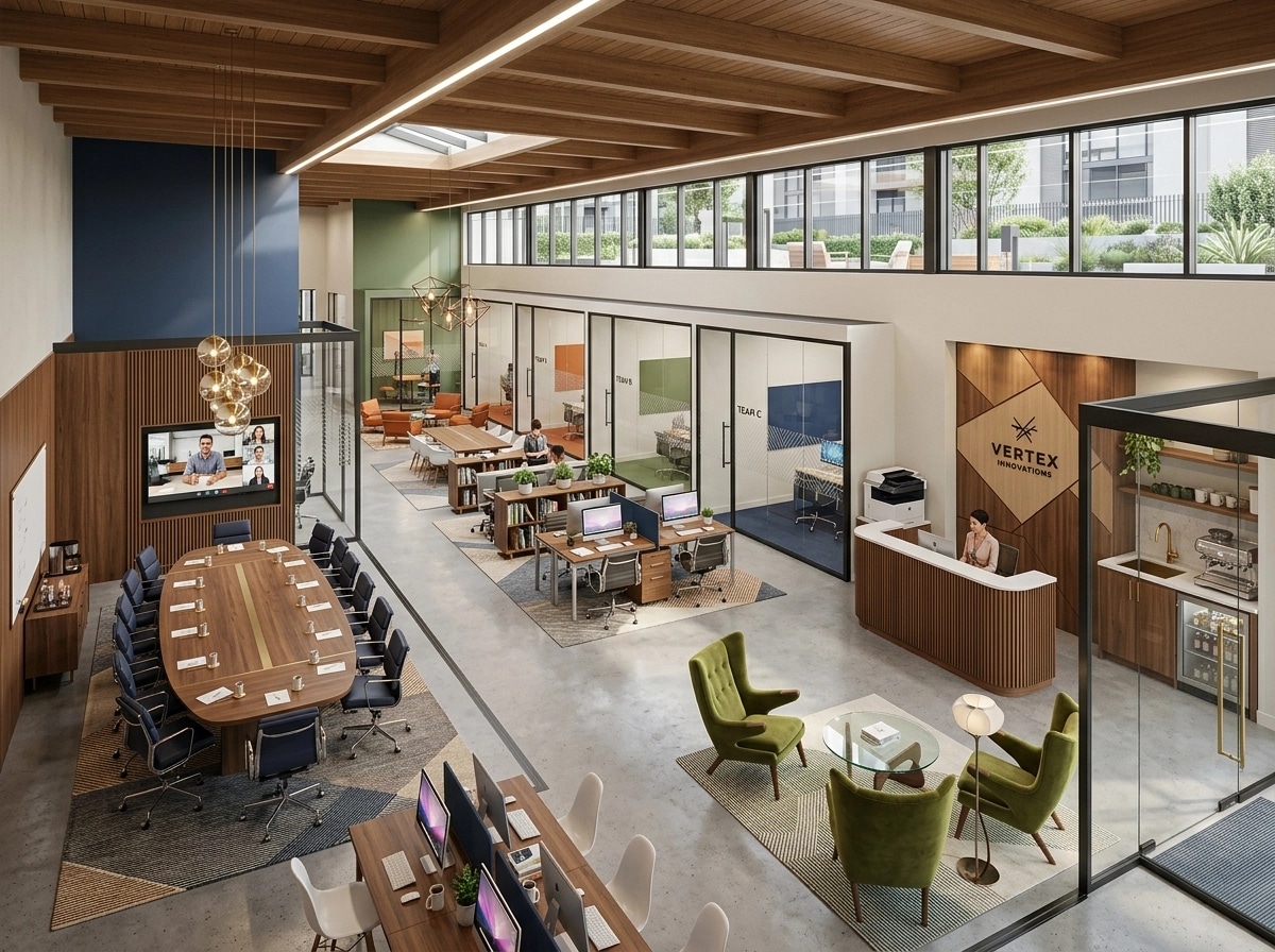 İç mekân tasarımı Mid-Century Modern stili — office_space GenRoom AI