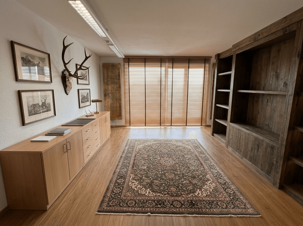 Office interior in Rustic style — photo by GenRoom AI