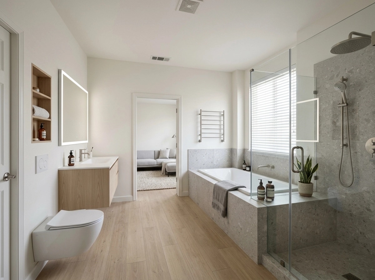 Scandinavian Bathroom design — interior photo by GenRoom AI