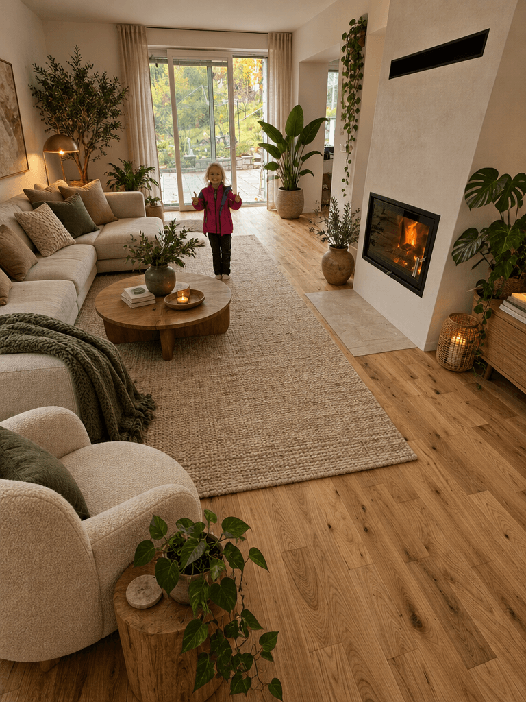 التصميم الداخلي بنمط Biophilic — غرفة المعيشة من GenRoom AI