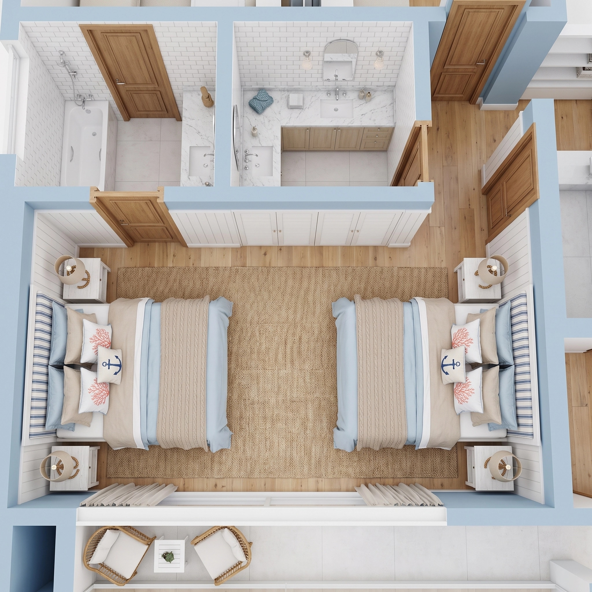Coastal / Hamptons Living Room design — interior photo by GenRoom AI