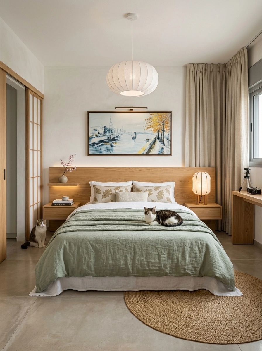 Japandi Bedroom design — interior photo by GenRoom AI