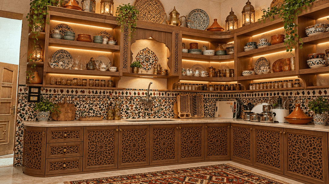 Kitchen interior in Arabian / Moroccan style — photo by GenRoom AI