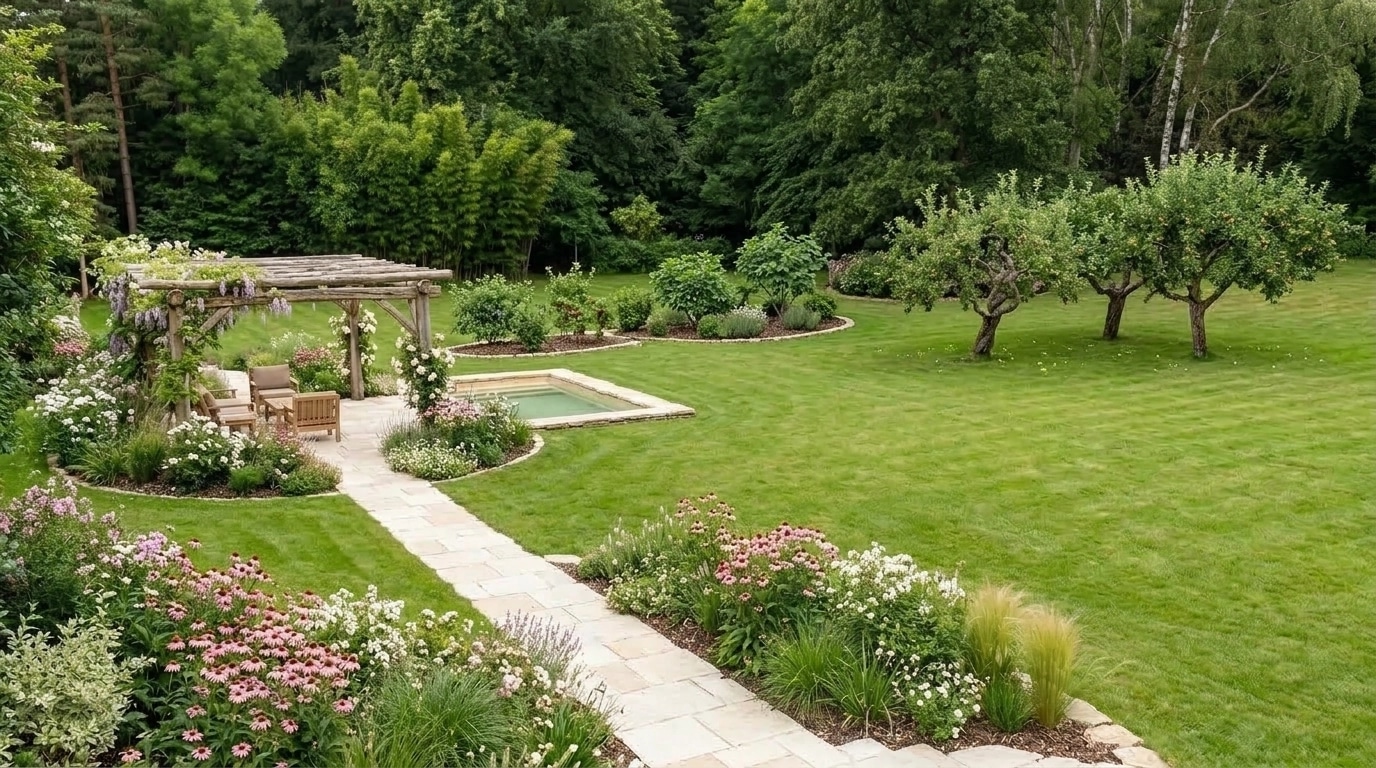 Country Rustic Garden Jardim design — yard photo by GenRoom AI