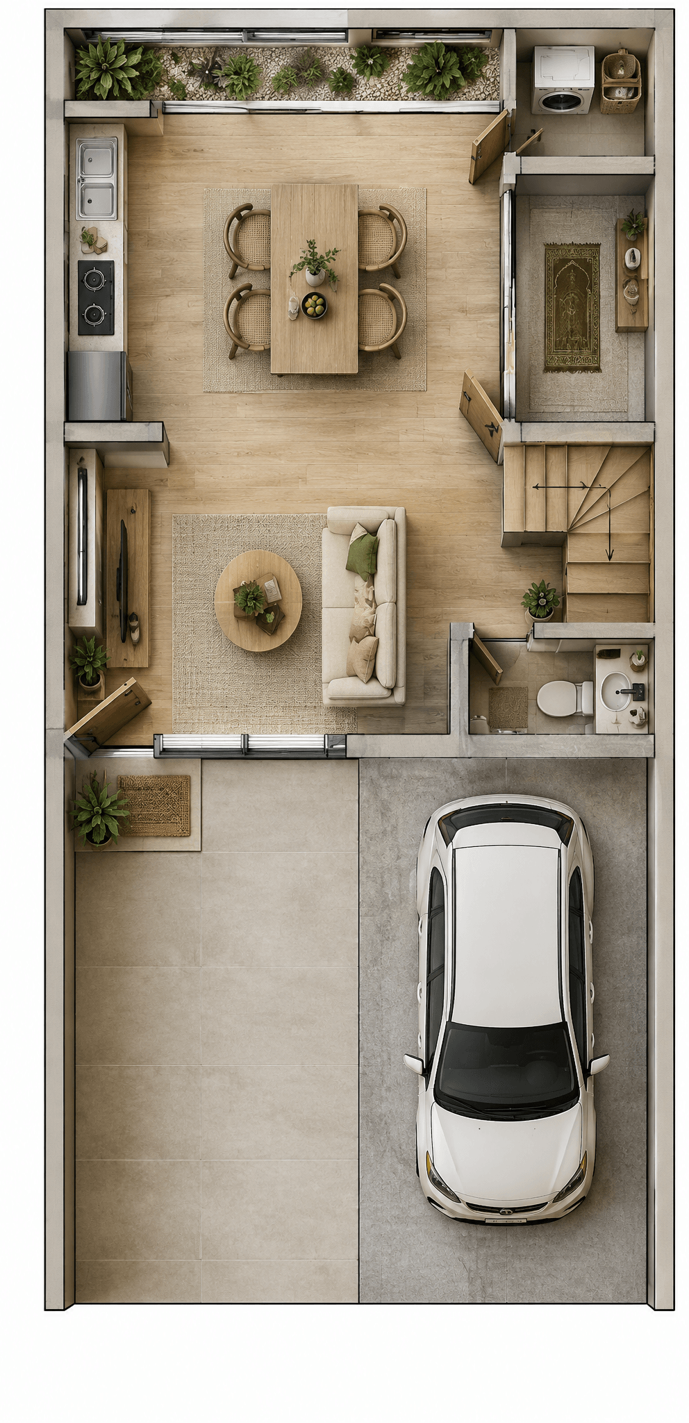 Japandi Living Room design — interior photo by GenRoom AI