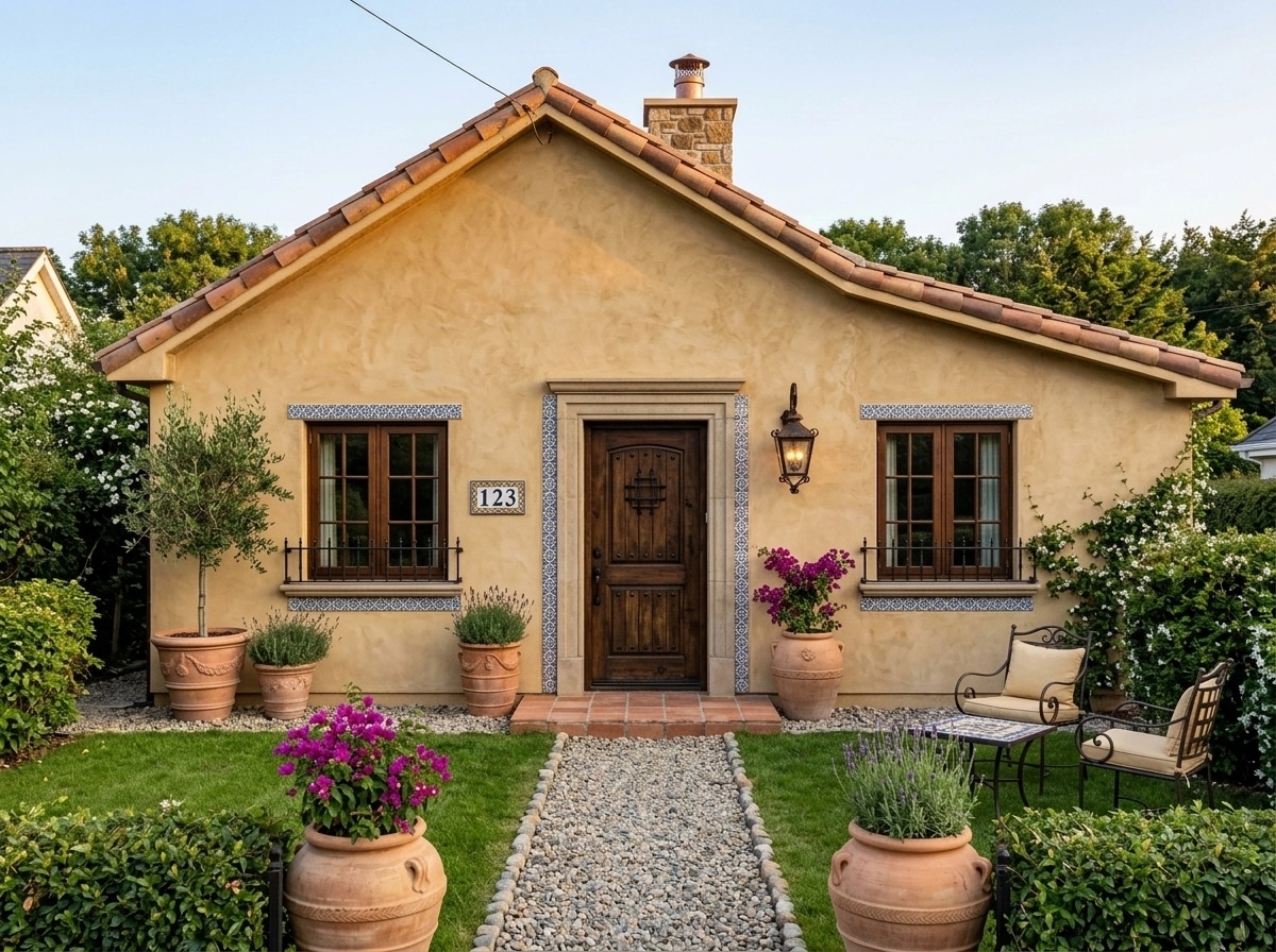 Facade design in Mediterranean Facade style — photo by GenRoom AI
