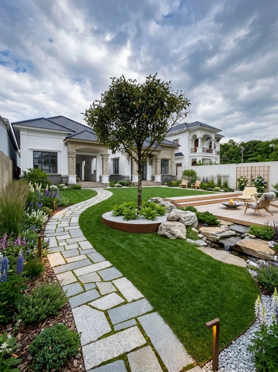 Landscape design in Scandinavian Garden style — Yard by GenRoom AI